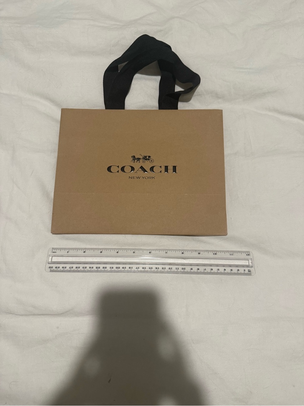 Coach Small Brown Paper Shopping Tote with Black Handles